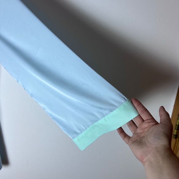 Savage x Fenty Icy Blue & Green Satin Mini Robe with Belt - Rhianna Lingerie - Picture 6 of 10